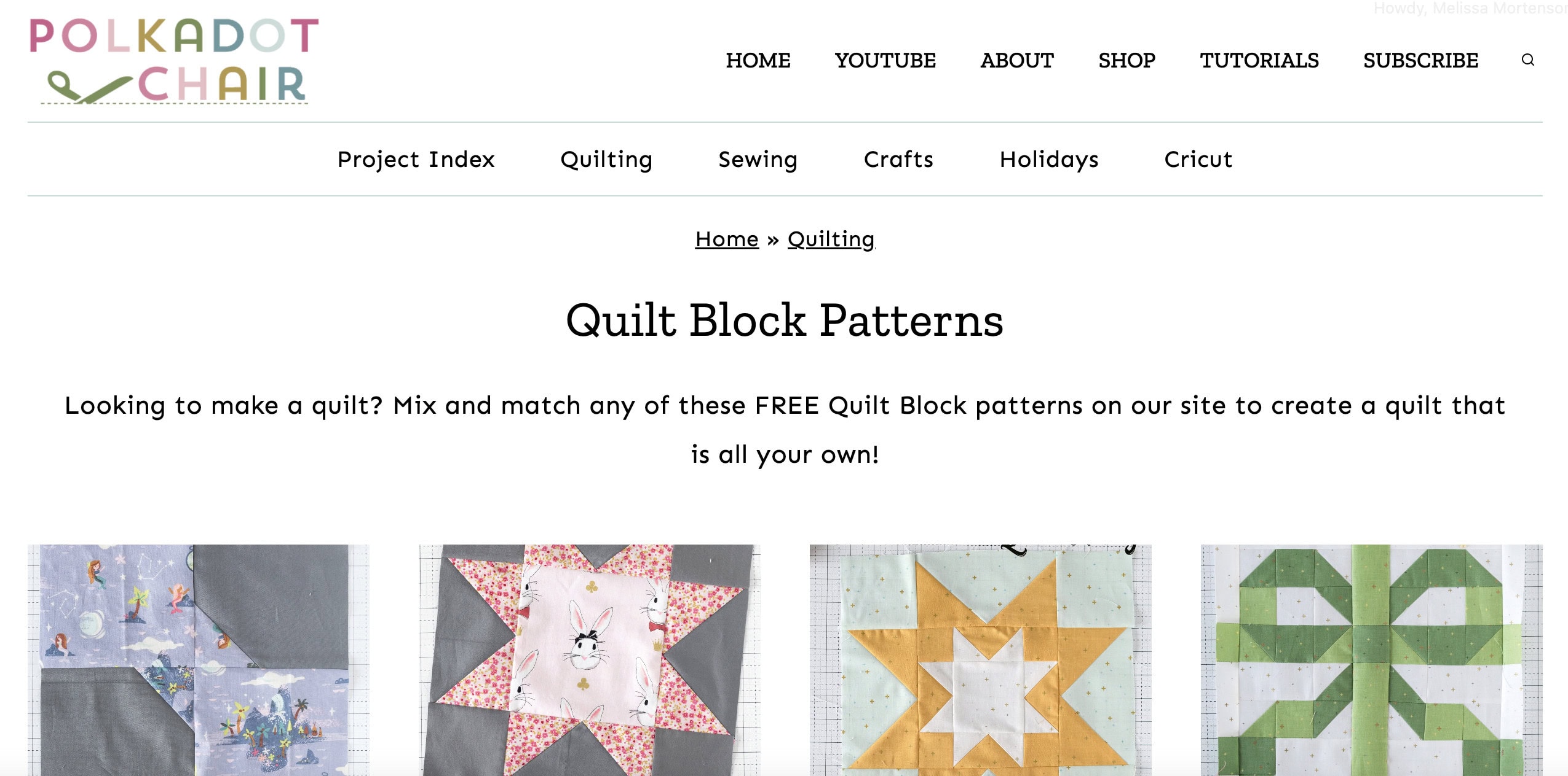 screenshot of blog post archive